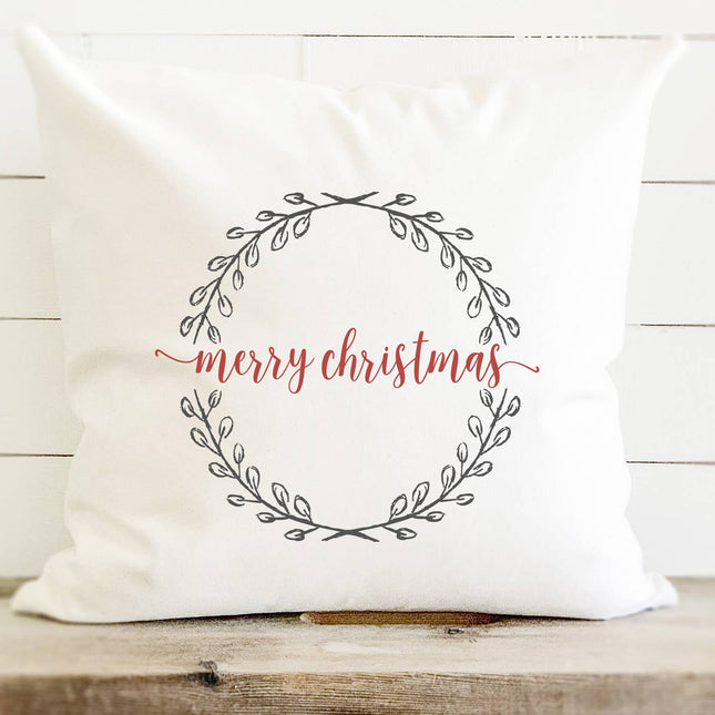 Merry Christmas Wreath - Square Canvas Pillow