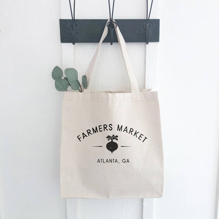 Farmers Market with City and State - Custom Canvas Tote Bag
