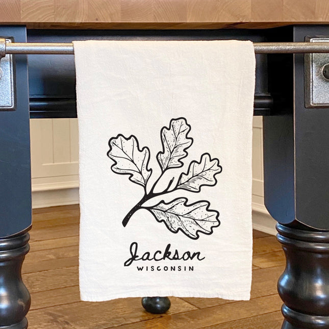 At Home Amoung Trees Oak Leaves - Cotton Tea Towel