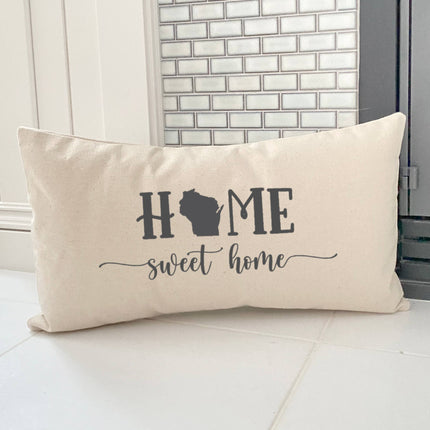 Home Sweet Home (with State) - Custom Rectangular Canvas Pillow