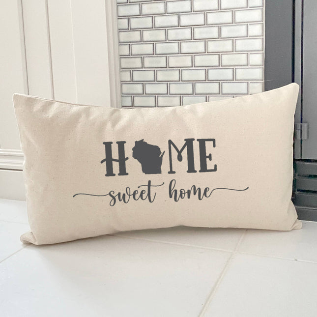 Home Sweet Home (with State) - Custom Rectangular Canvas Pillow