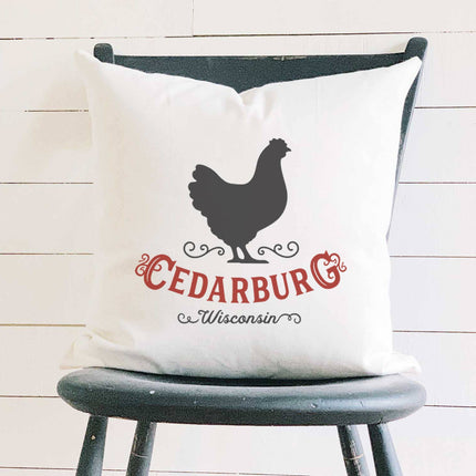 Vintage Icon (Chicken) City/State - Custom Square Canvas Pillow