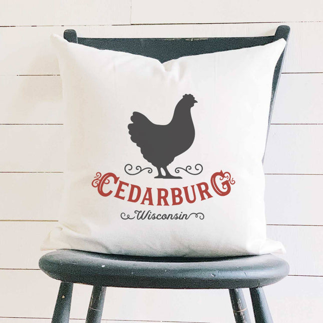 Vintage Icon (Chicken) City/State - Custom Square Canvas Pillow