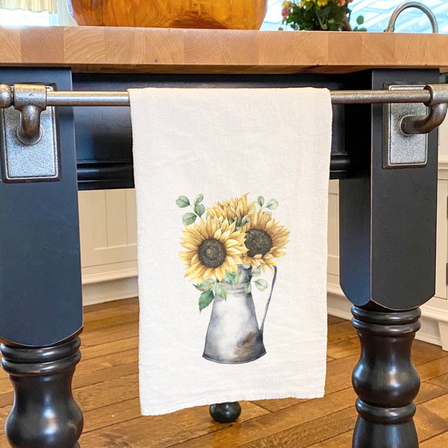 Sunflowers in a Jug - Customizable Cotton Tea Towel