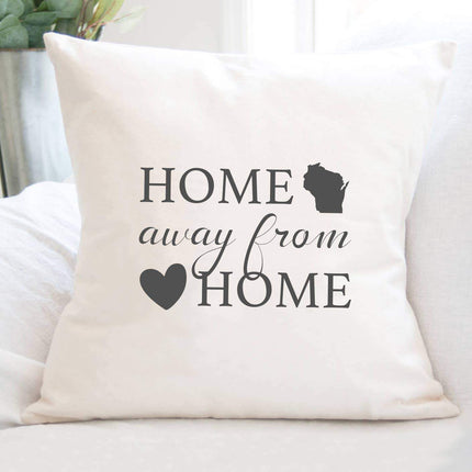 Home Away from Home w/ State - Custom Square Canvas Pillow