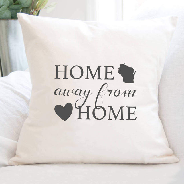 Home Away from Home w/ State - Custom Square Canvas Pillow