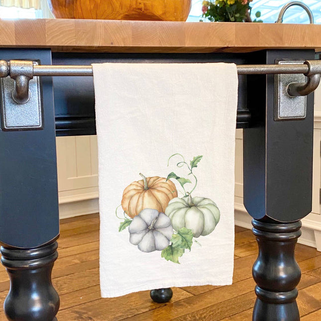 Pumpkins and Leaves - Cotton Tea Towel