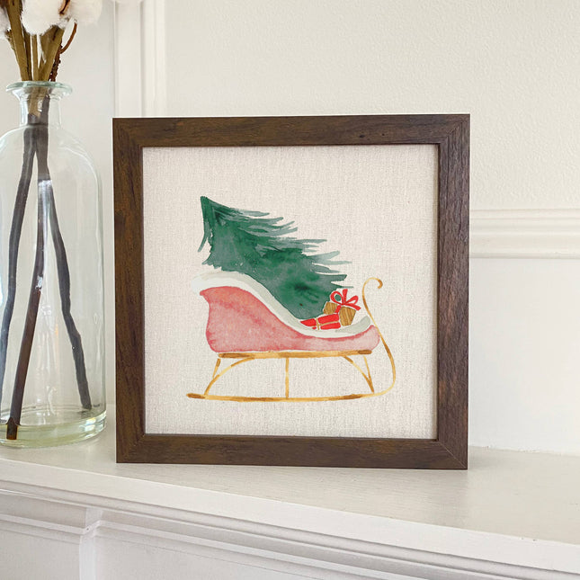 Christmas Sleigh - Customizable Framed Sign
