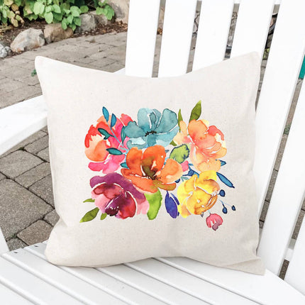 Summer Flower Bouquet - Square Canvas Pillow