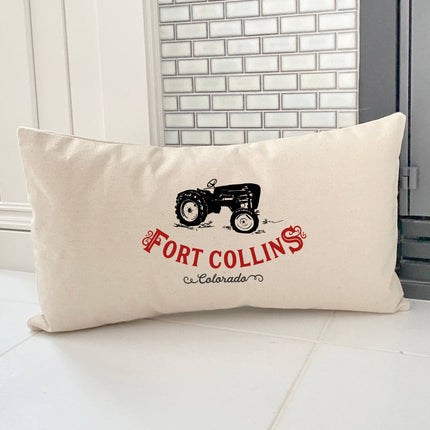 Vintage Icon (Tractor) City/State - Custom Rectangular Canvas Pillow