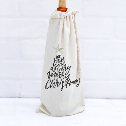 We Wish You a Merry Christmas - Canvas Wine Bag