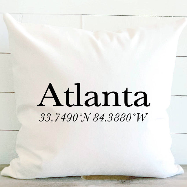 City and Coordinates - Custom Square Canvas Pillow