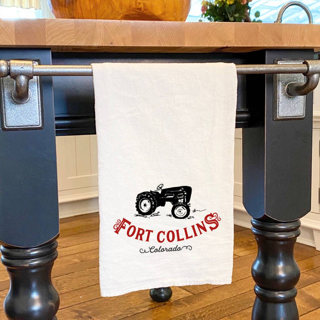 Vintage Icon (Tractor) City/State - Custom Cotton Tea Towel