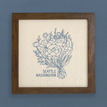 Hand Drawn Bouquet City State - Custom Framed Sign