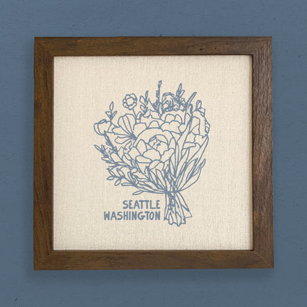 Hand Drawn Bouquet City State - Custom Framed Sign