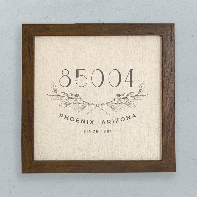 Hand Drawn Branches City State Zip Est - Custom Framed Sign