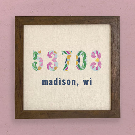 Vibrant Tiles w/ City, State, Zip - Custom Framed Sign