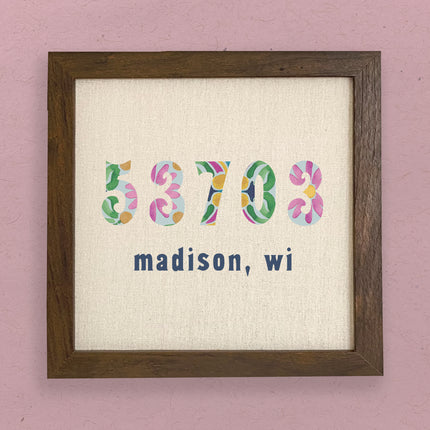 Vibrant Tiles w/ City, State, Zip - Custom Framed Sign