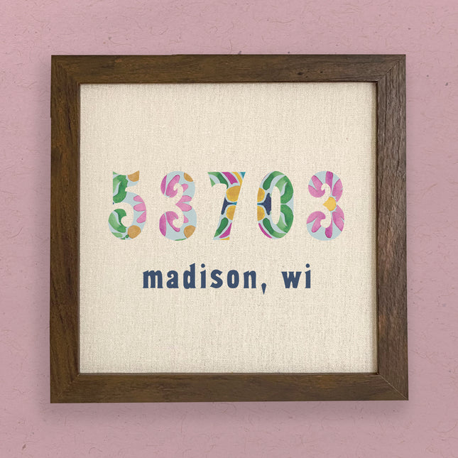 Vibrant Tiles w/ City, State, Zip - Custom Framed Sign