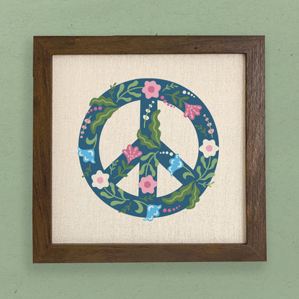 Floral Peace Sign - Framed Sign