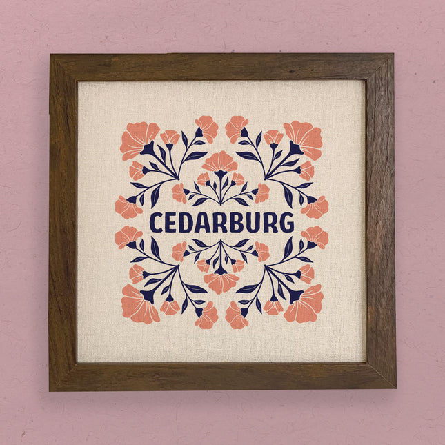 Pink Floral Folk Tile - Custom Framed Sign