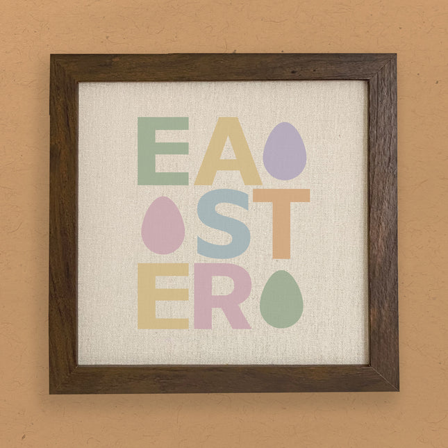 Easter Text with Eggs - Framed Sign