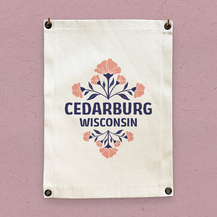Pink Floral Folk Tile - Custom Canvas Wall Hanging