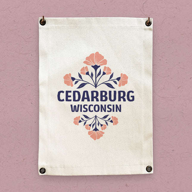 Pink Floral Folk Tile - Custom Canvas Wall Hanging