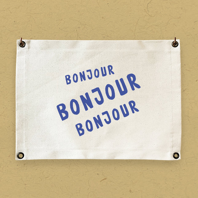 Bonjour Trois - Canvas & Grommet Wall Hanging