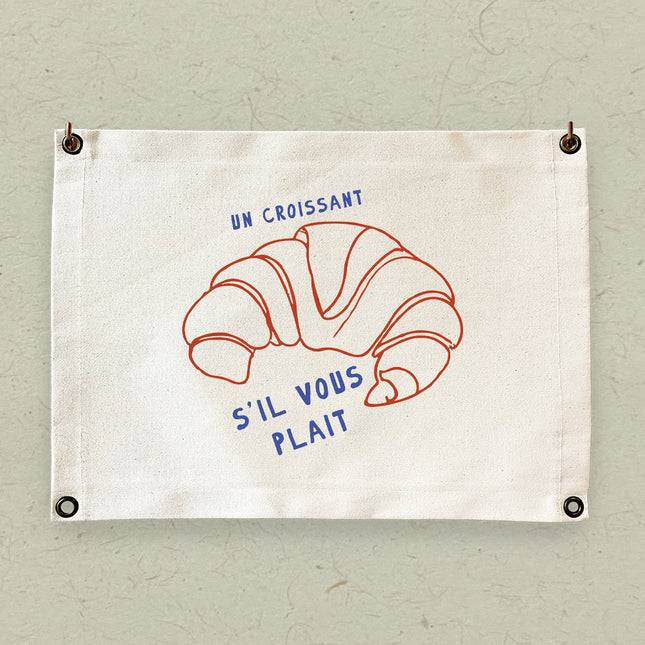 Un Croissant - Canvas & Grommet Wall Hanging