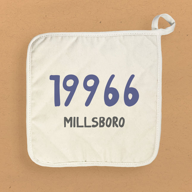 Blue Zip Code and City - Custom Cotton Pot Holder