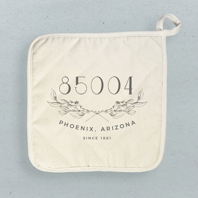 Hand Drawn Branches City State Zip Est - Custom Cotton Pot Holder