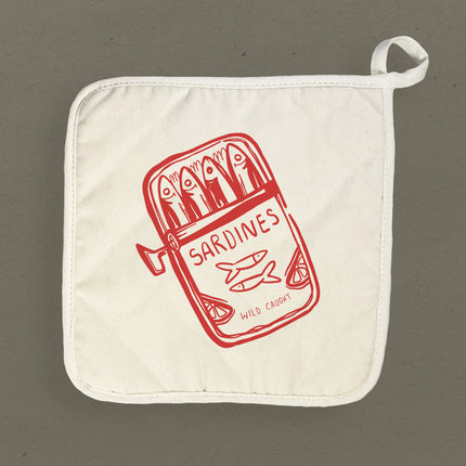 Hand Drawn Sardine Tin - Cotton Pot Holder