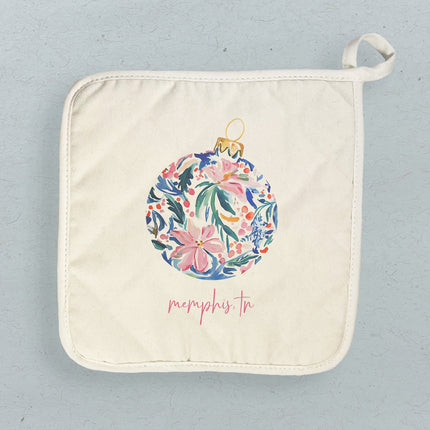 Painted Floral Ornament - Custom Cotton Pot Holder