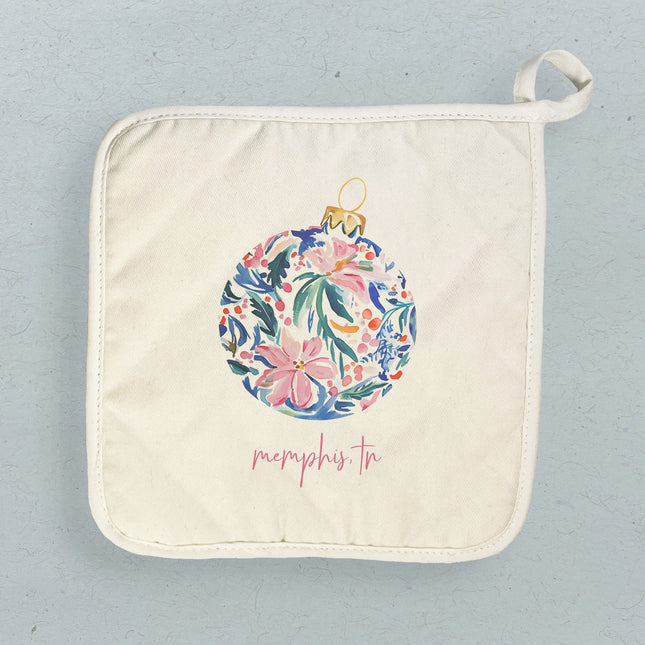 Painted Floral Ornament - Custom Cotton Pot Holder