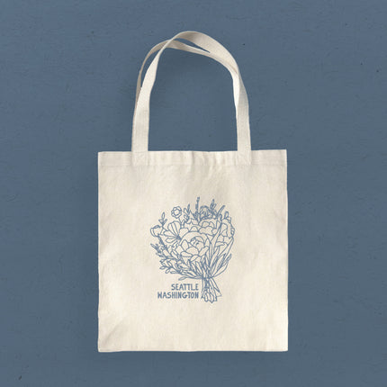 Hand Drawn Bouquet City State - Custom Canvas Tote Bag