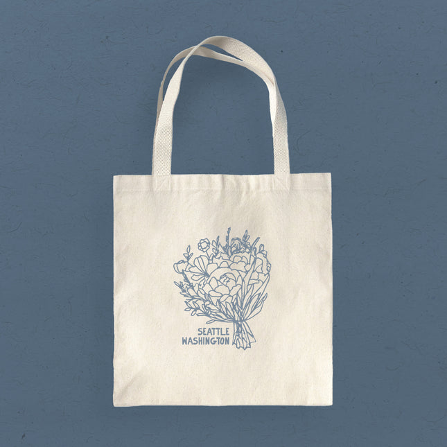Hand Drawn Bouquet City State - Custom Canvas Tote Bag