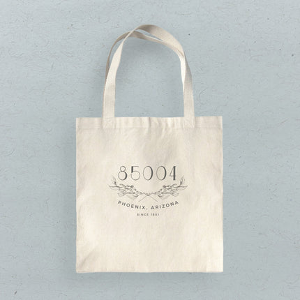 Hand Drawn Branches City State Zip Est - Custom Canvas Tote Bag