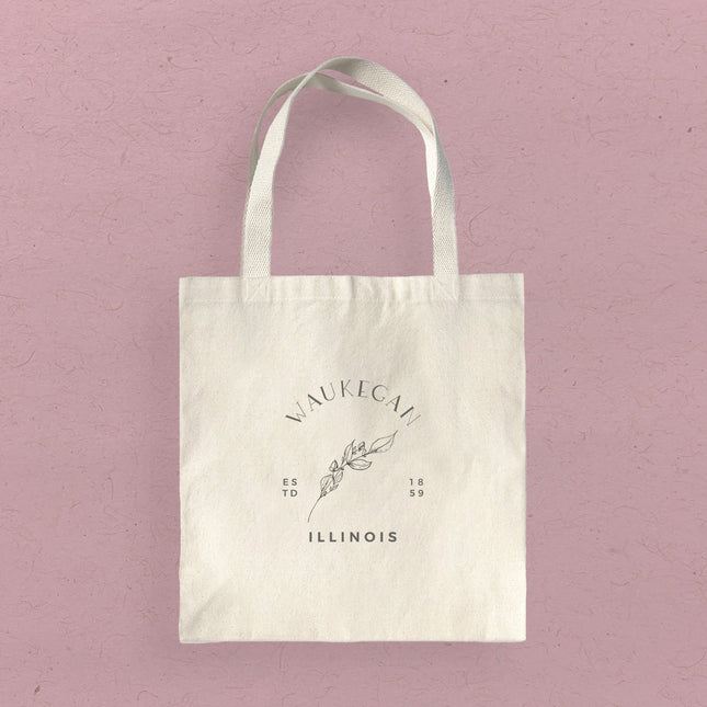 Hand Drawn Branch City State Est - Custom Canvas Tote Bag