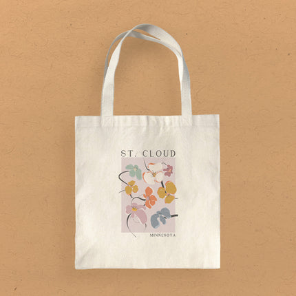 Floral Poster City State - Custom Canvas Tote Bag