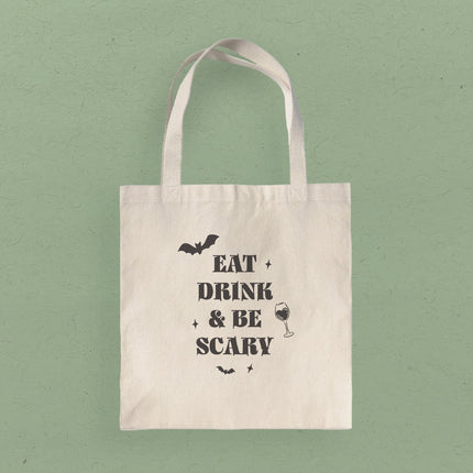 Eat, Drink, & Be Scary - Halloween Canvas Tote Bag