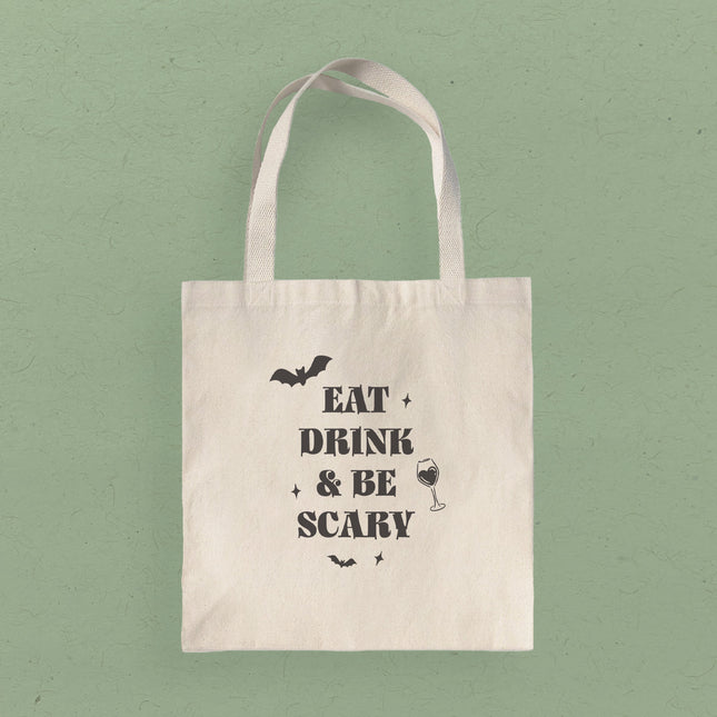 Eat, Drink, & Be Scary - Halloween Canvas Tote Bag