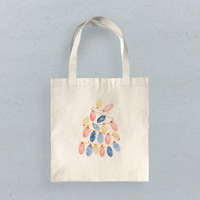 Twinkling Lights Tree - Customizable Canvas Tote Bag