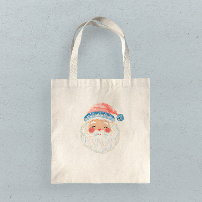 Rosy Cheeked Santa - Customizable Canvas Tote Bag
