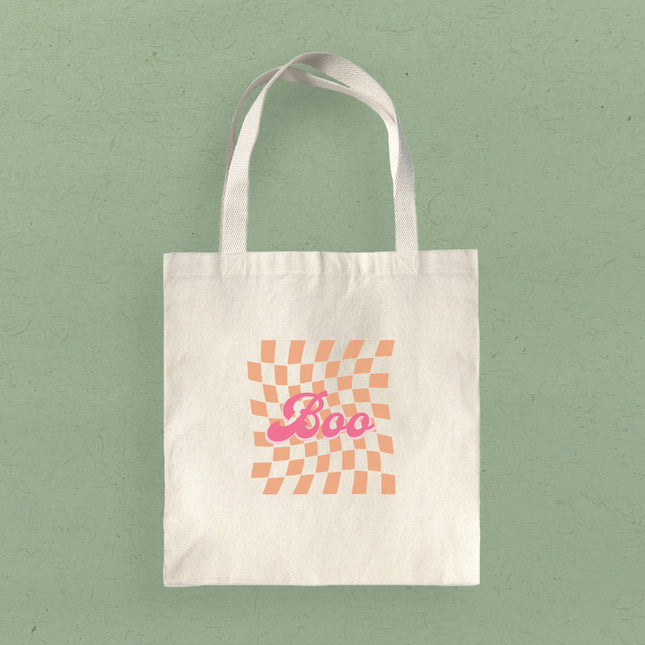 Boo Orange Check - Canvas Tote Bag