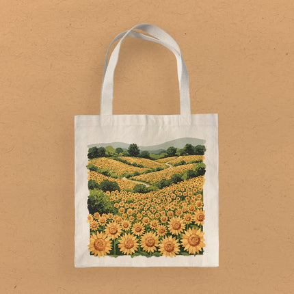 Sunflower Field - Oil Painting - Canvas Tote Bag