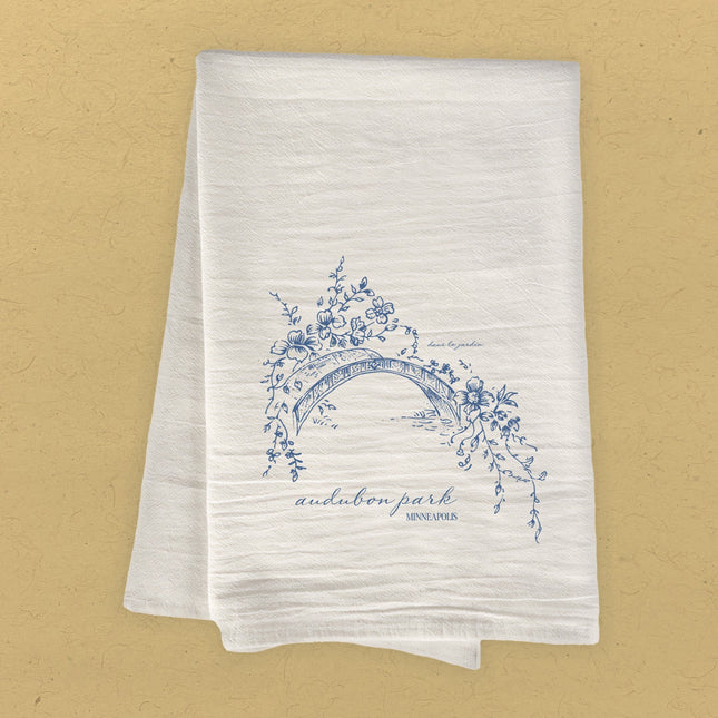 Park Bridge w/ City & State - Custom Spring Cotton Tea Towel