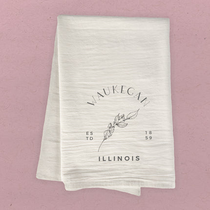 Hand Drawn Branch City State Est - Custom Cotton Tea Towel