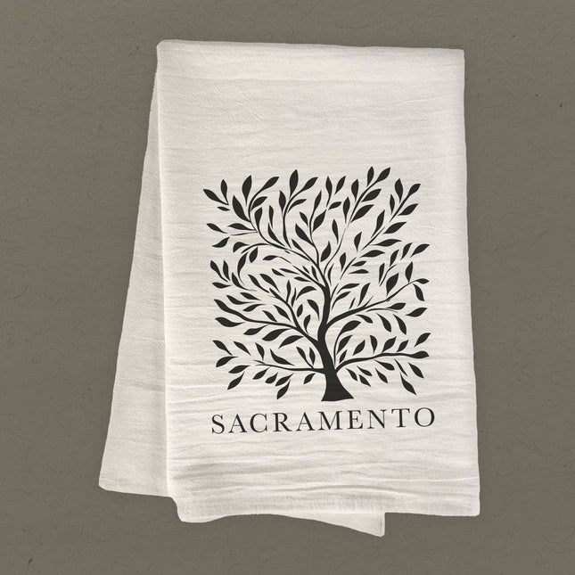 Tree with City - Custom Cotton Tea Towel