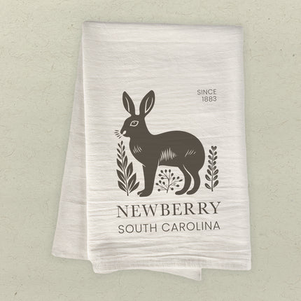 Rabbit City State Est - Custom Cotton Tea Towel